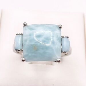 Size 8 Larimar 925 Sterling Silver Ring